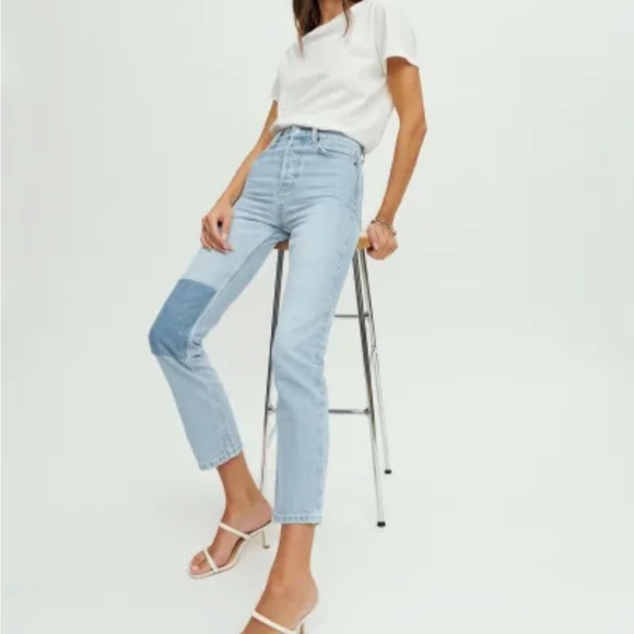 Reformation Cynthia Patch High Rise Straight Jeans - Picture 1 of 6
